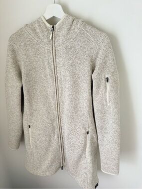LL Bean Hooded Sweater Fleece Coat in Sailcloth Color Medium Petite MP NEW